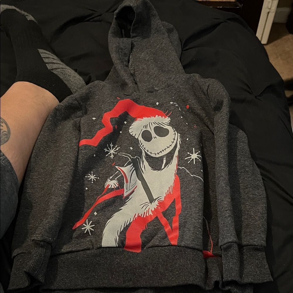 Disney Dark Gray Hoodie With Red And White Graphic